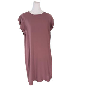 Ces Femme Dusty Mauve Flutter Cap Sleeve Shift Dress Size Large NWT